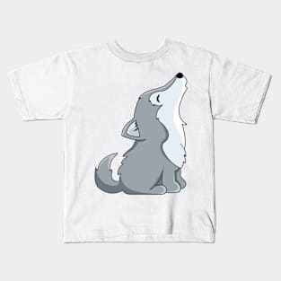 Cute Zoo Wildlife Fox Adorable Silver Howling Animal Kids T-Shirt